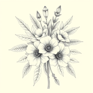 Artistic Sketch Bouquet Tattoo