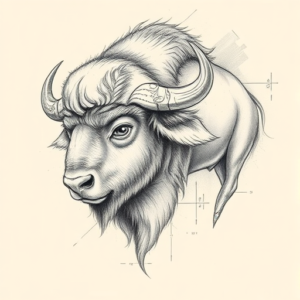 Artistic Sketch Buffalo Tattoo