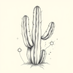 Artistic Sketch Cactus Tattoo