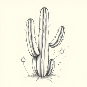 Artistic Sketch Cactus Tattoo