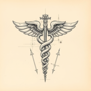 Artistic Sketch Caduceus Tattoo