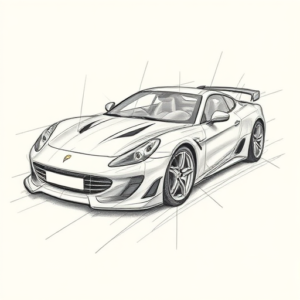 Artistic Sketch Car Tattoo