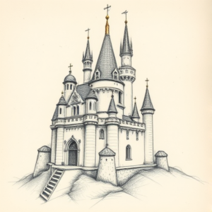 Artistic Sketch Castle Tattoo