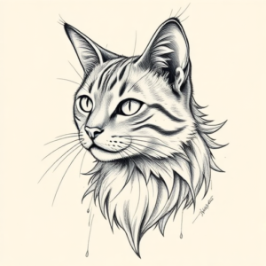 Artistic Sketch Cat Tattoo