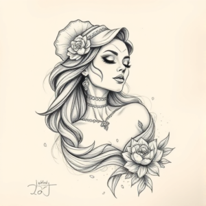 Artistic Sketch Catrina Tattoo