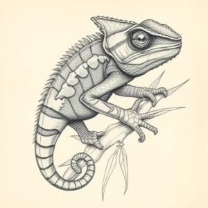 Artistic Sketch Chameleon Tattoo