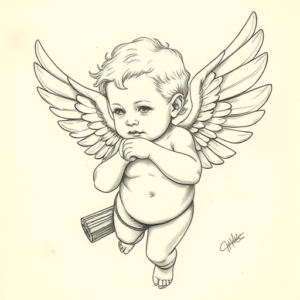 Artistic Sketch Cherub Tattoo