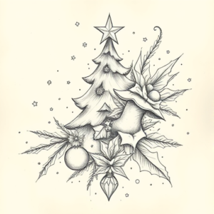 Artistic Sketch Christmas Tattoo