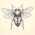 Artistic Sketch Cicada Tattoo