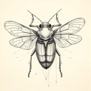 Artistic Sketch Cicada Tattoo