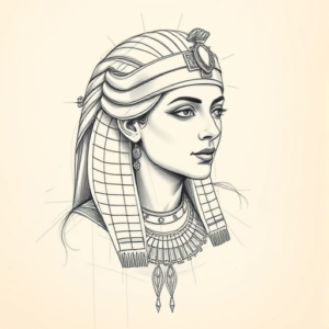 Artistic Sketch Cleopatra Tattoo