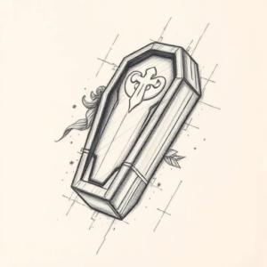 Artistic Sketch Coffin Tattoo