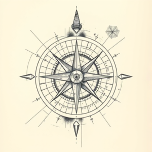 Artistic Sketch Compass Tattoo