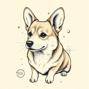 Artistic Sketch Corgi Tattoo
