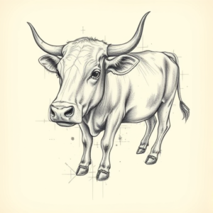 Artistic Sketch Cow Tattoo