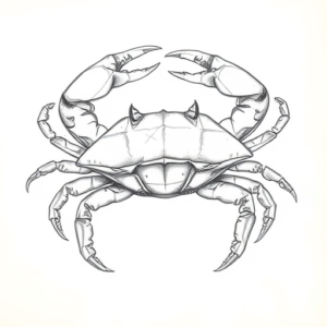 Artistic Sketch Crab Tattoo