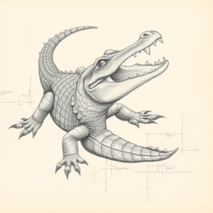 Artistic Sketch Crocodile Tattoo