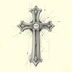 Artistic Sketch Cross Tattoo