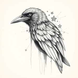 Artistic Sketch Crow Tattoo
