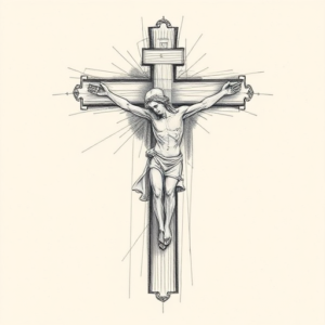 Artistic Sketch Crucifix Tattoo