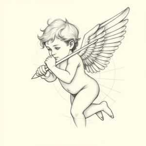 Artistic Sketch Cupid Tattoo