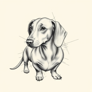 Artistic Sketch Dachshund Tattoo