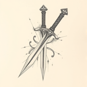 Artistic Sketch Dagger Tattoo