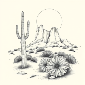 Artistic Sketch Desert Tattoo