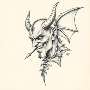 Artistic Sketch Devil Tattoo