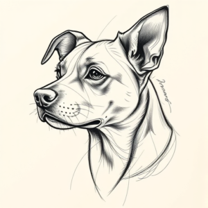Artistic Sketch Dog Tattoo