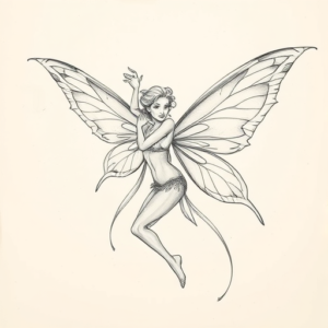 Artistic Sketch Fairy Tattoo