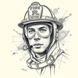 Artistic Sketch Firefighter Tattoo