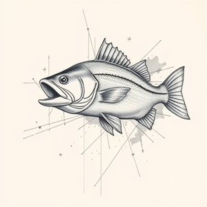 Artistic Sketch Fishing Tattoo