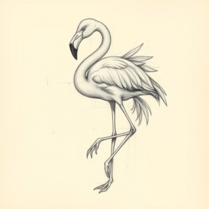 Artistic Sketch Flamingo Tattoo