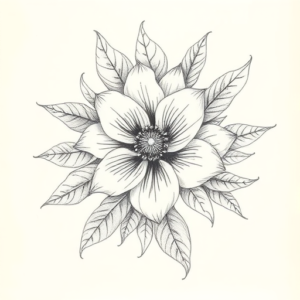 Artistic Sketch Floral Tattoo