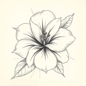 Artistic Sketch Gardenia Tattoo