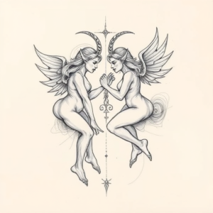 Artistic Sketch Gemini Tattoo