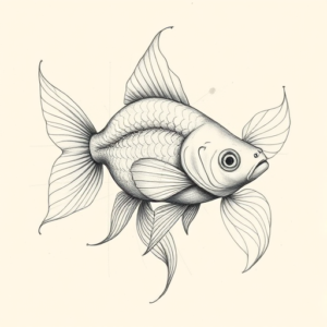 Artistic Sketch Goldfish Tattoo