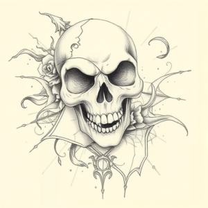 Artistic Sketch Halloween Tattoo