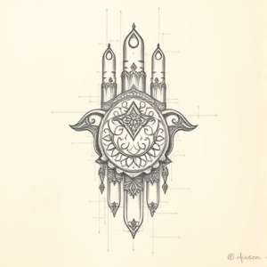 Artistic Sketch Hamsa Tattoo