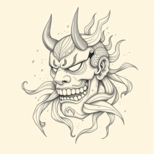Artistic Sketch Hannya Tattoo