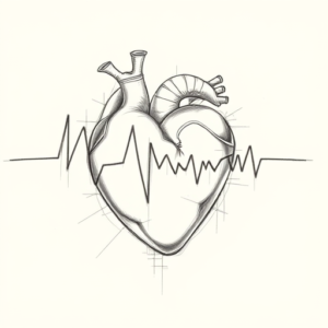 Artistic Sketch Heartbeat Tattoo