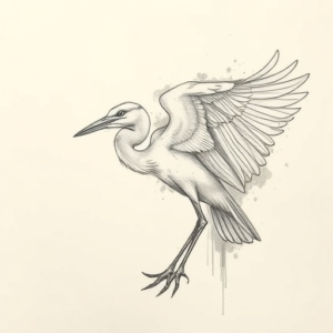 Artistic Sketch Heron Tattoo