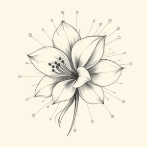 Artistic Sketch Honeysuckle Tattoo