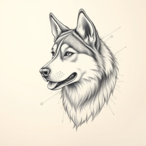 Artistic Sketch Husky Tattoo