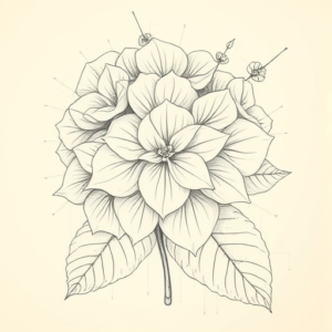 Artistic Sketch Hydrangea Tattoo