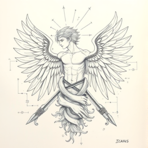 Artistic Sketch Icarus Tattoo