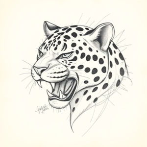 Artistic Sketch Jaguar Tattoo