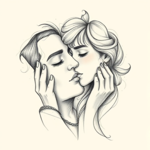 Artistic Sketch Kiss Tattoo