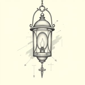 Artistic Sketch Lantern Tattoo